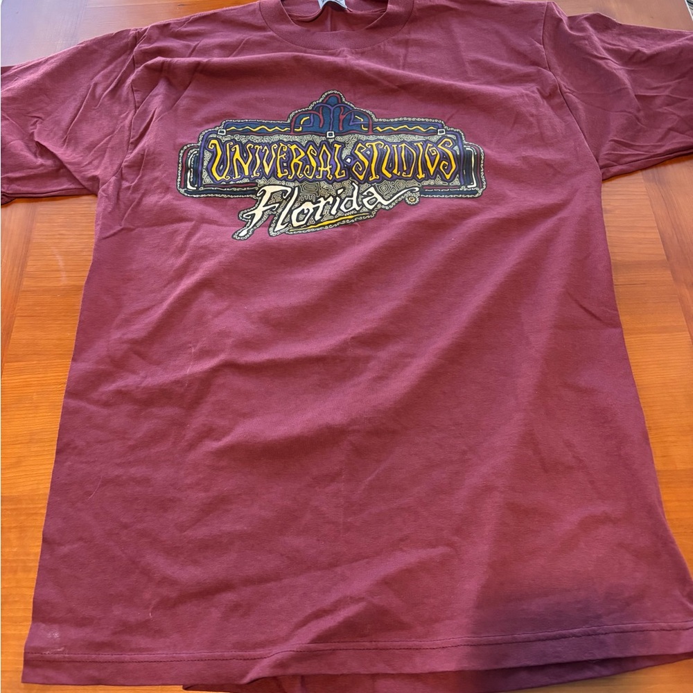 Vintage Rare 80s Universal Studios Florida TShirt XL Maroon Tultex Single Stitch